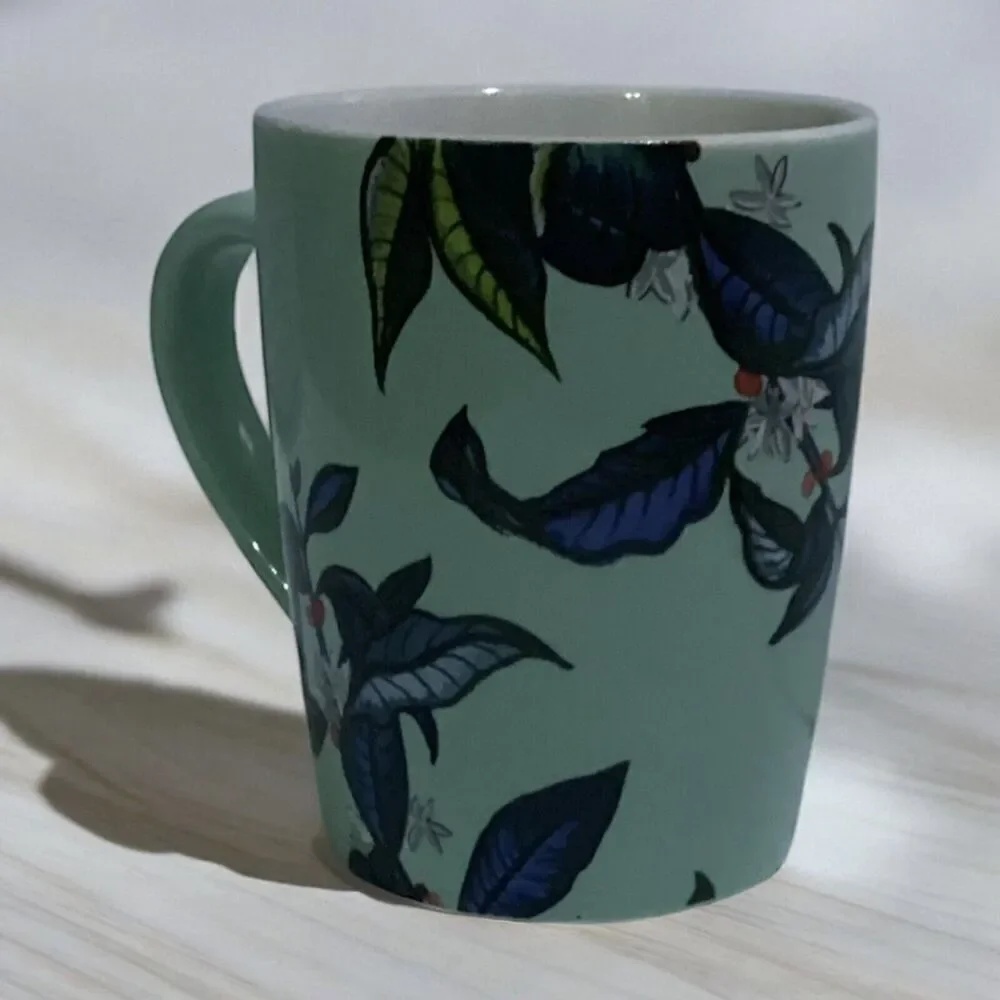 Starbucks 10oz Mug 2021 Mint Green Ceramic Coffee Cup Leaf Plant Design